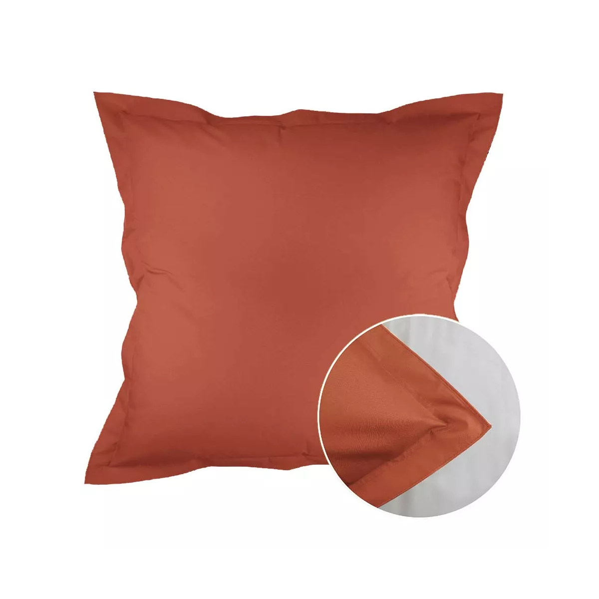 garnier thiebaut Taie d'oreiller percale de coton 90 fils/cm² coloris orange rouille Olana rouille