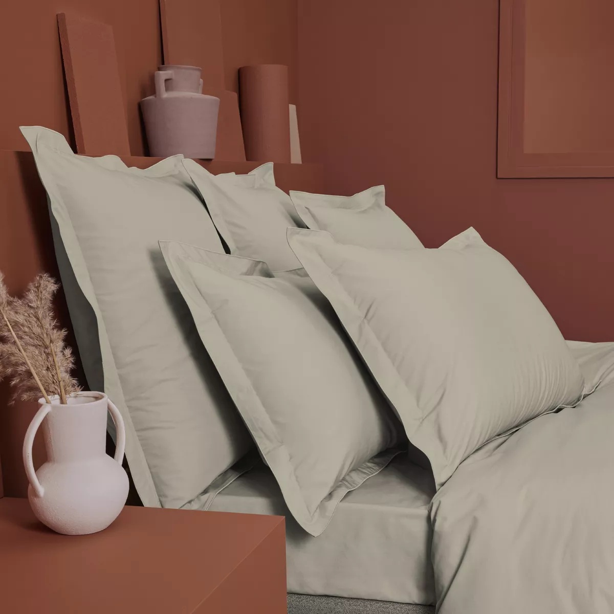 Garnier Thiebaut Taie D'oreiller Percale De Coton 90 Fils/cm² Coloris Beige Lin Olana Lin