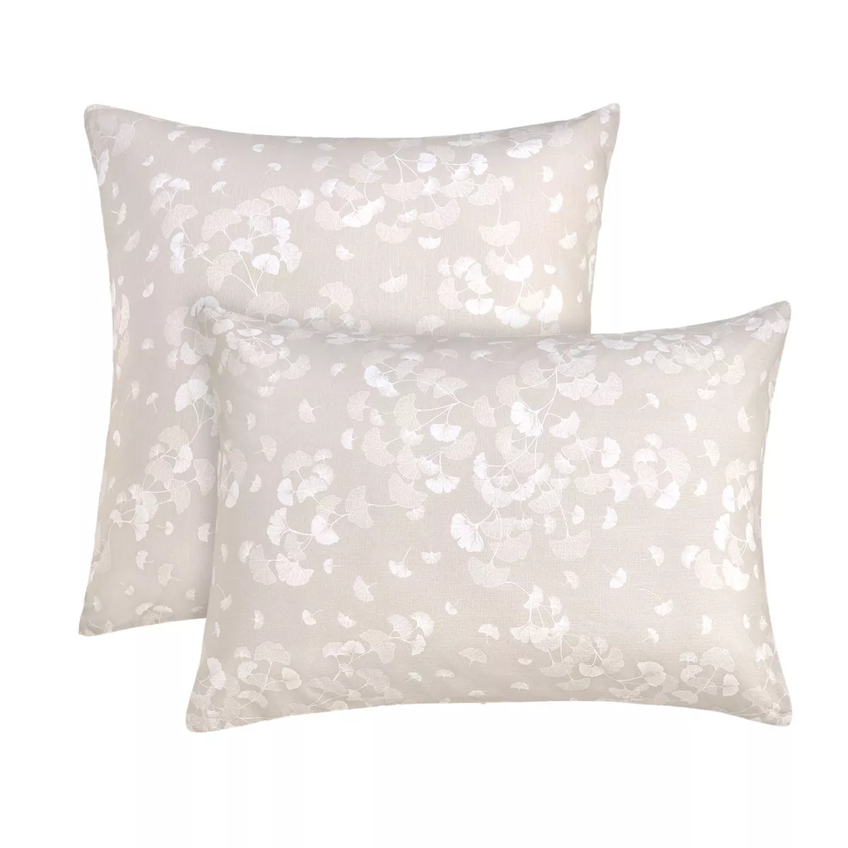 garnier thiebaut Taie d'oreiller pur coton coloris beige naturel Souffle de ginkos naturel