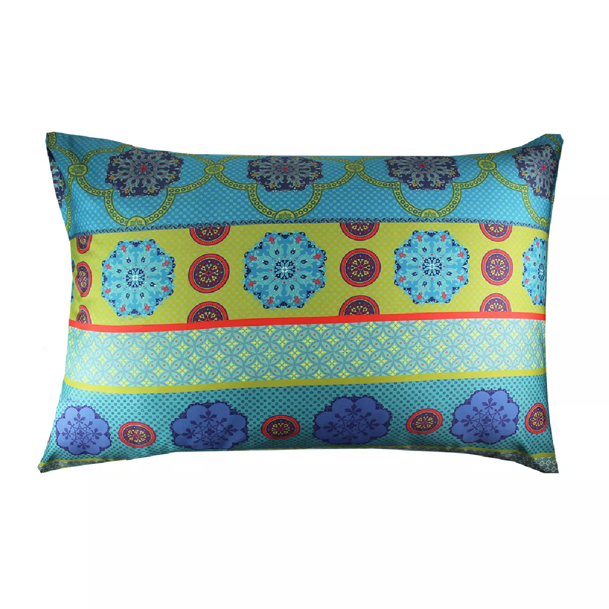Garnier Thiebaut Taie D'oreiller Satin De Coton 120 Fils/cm² Coloris Bleu Turquoise Rosalia Turquoise
