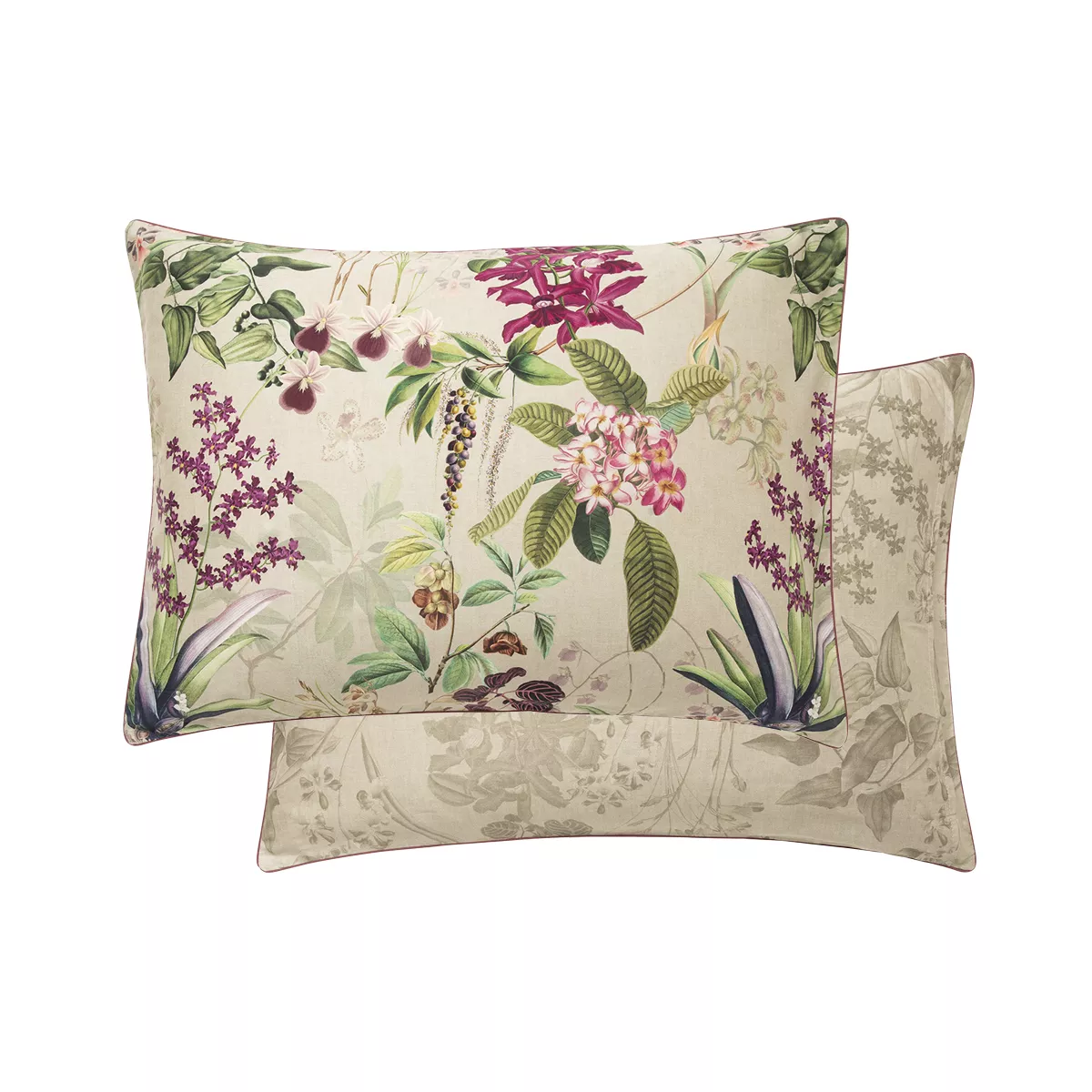 Garnier Thiebaut Taie D'oreiller Satin De Coton 120 Fils/cm² Coloris Multicolore Grege Parfum D'orchidee Grege