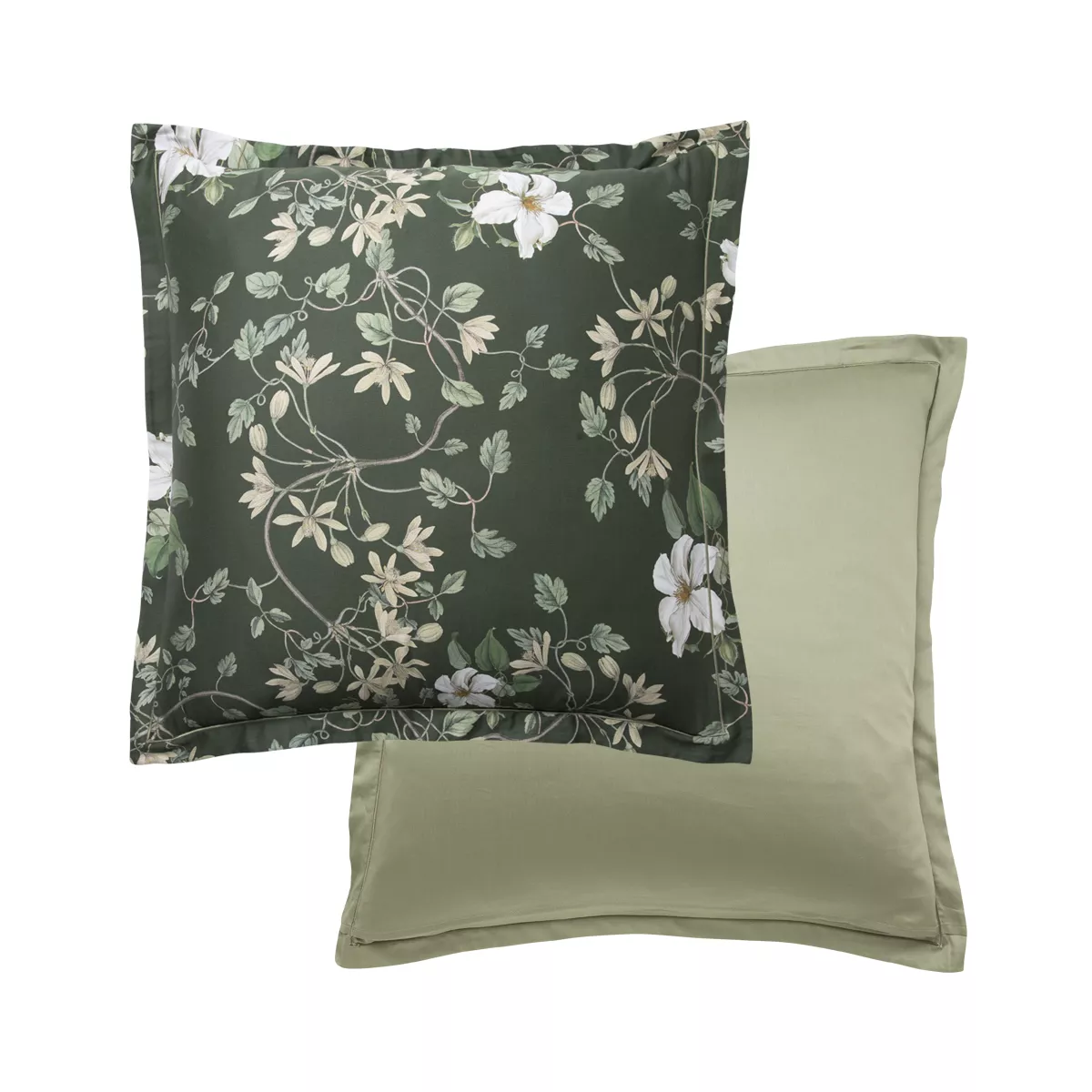 Garnier Thiebaut Taie D'oreiller Satin De Coton 120 Fils/cm² Coloris Vert Mousse Gardenias Mousse