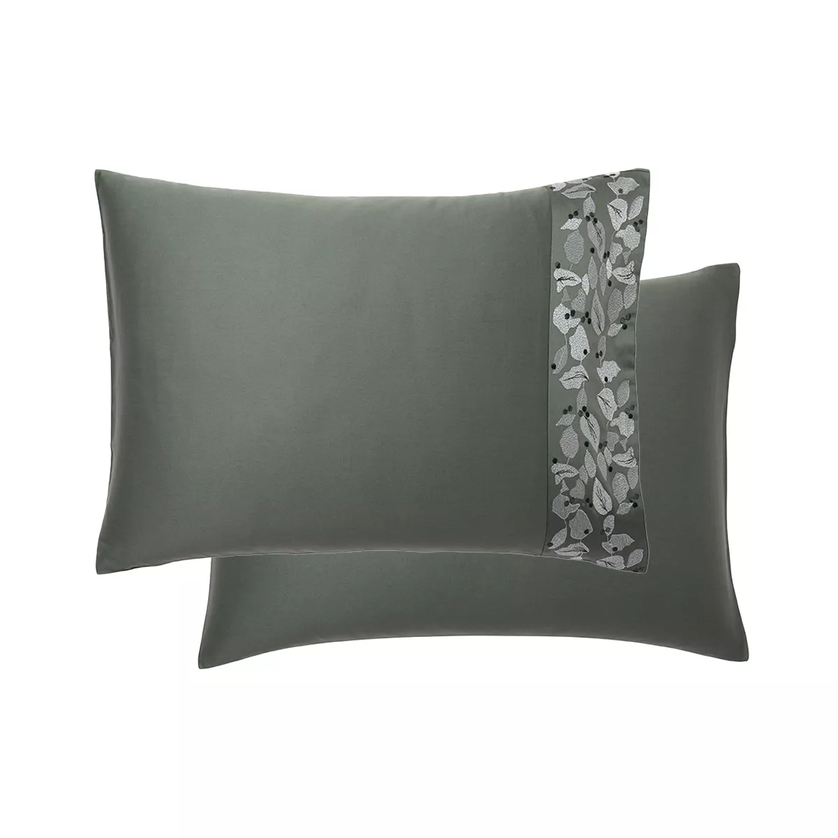 Garnier Thiebaut Taie D'oreiller Satin De Coton 120 Fils/cm² Coloris Vert Cedre Cayla Cedre