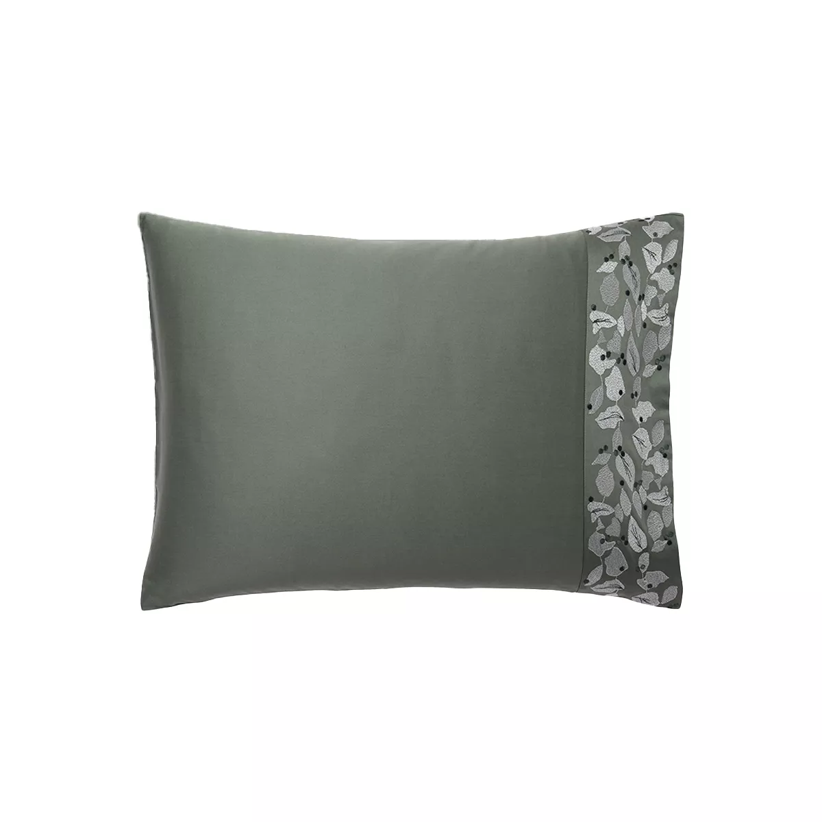 garnier thiebaut Taie d'oreiller satin de coton 120 fils/cm² coloris vert cedre Cayla cedre