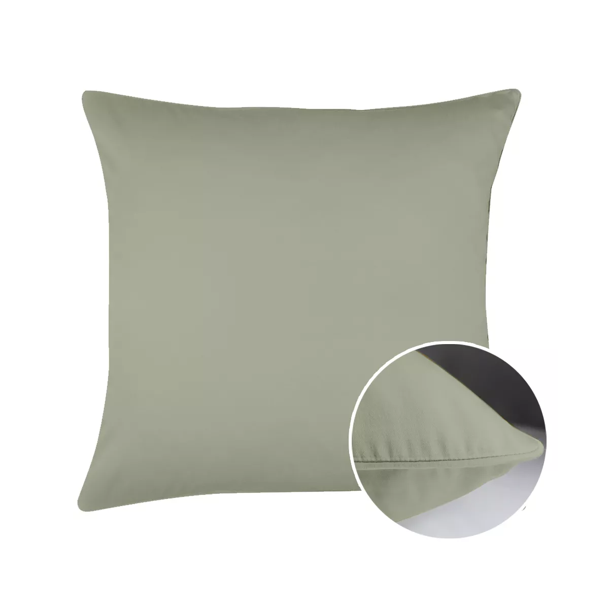 Garnier Thiebaut Taie D'oreiller Satin De Coton 120 Fils/cm² Coloris Vert Lichen Ava Uni Lichen