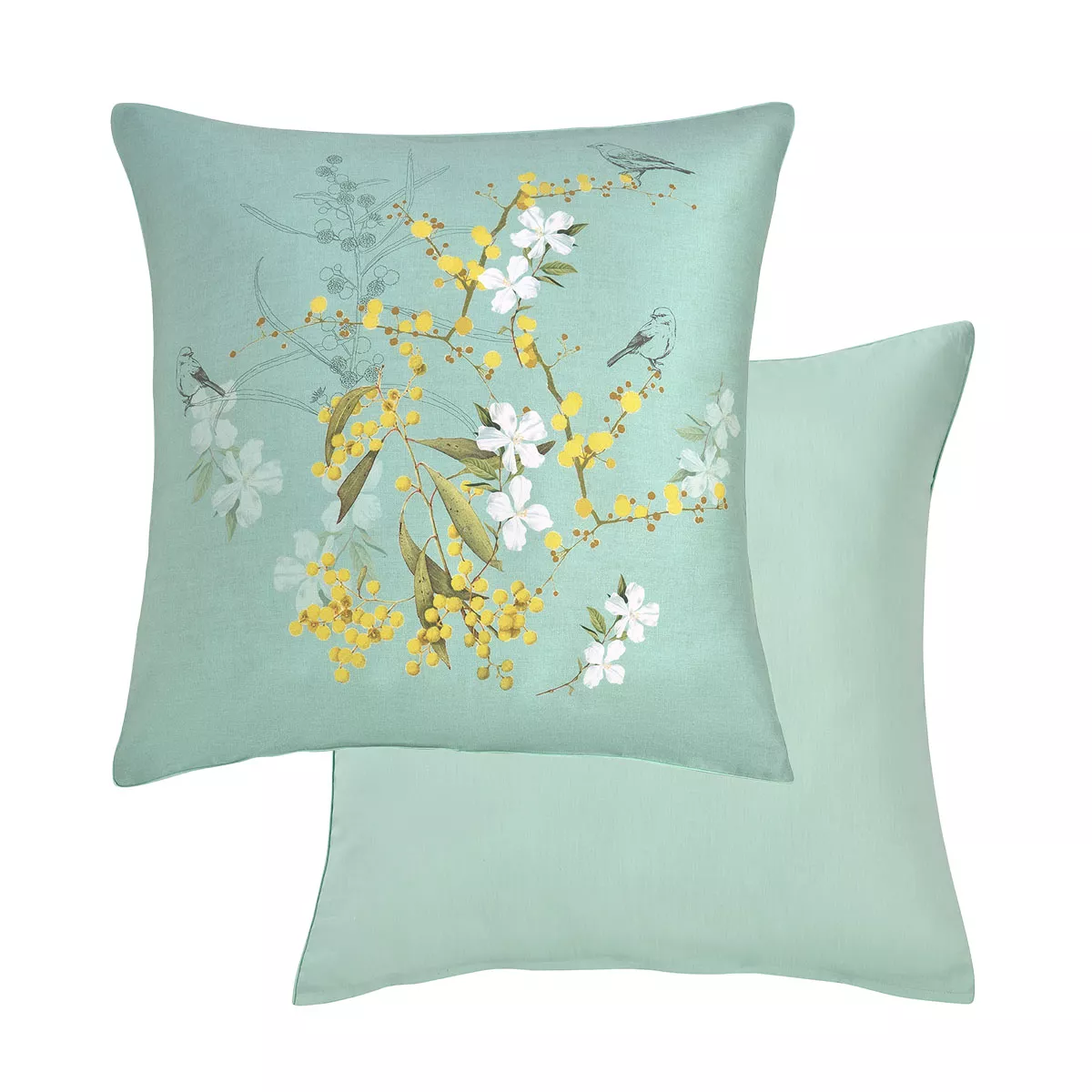 Garnier Thiebaut Taie D'oreiller Satin De Coton 120 Fils/cm² Coloris Bleu Turquoise Mimosas D'ete Turquoise