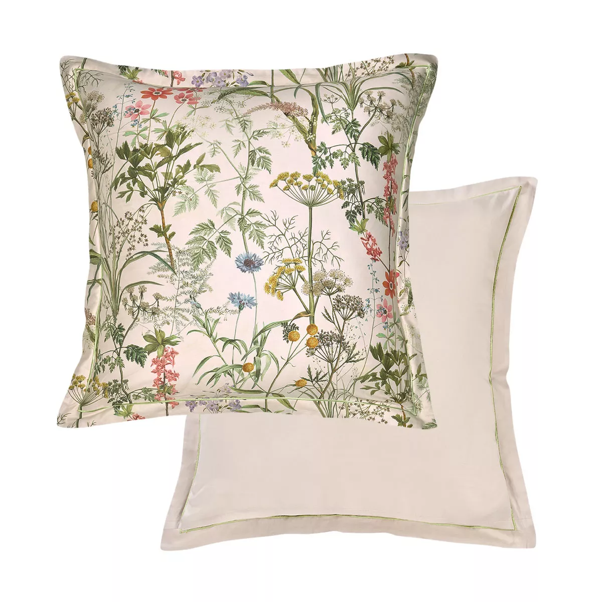 Garnier Thiebaut Taie D'oreiller Satin De Coton 120 Fils/cm² Coloris Rose Beige Prairie Legere Beige