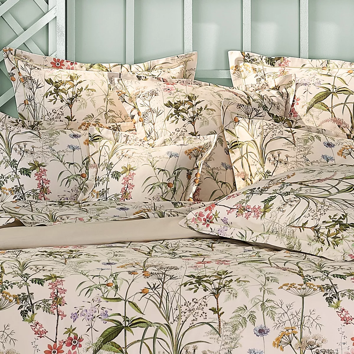 Garnier Thiebaut Taie D'oreiller Satin De Coton 120 Fils/cm² Coloris Rose Beige Prairie Legere Beige