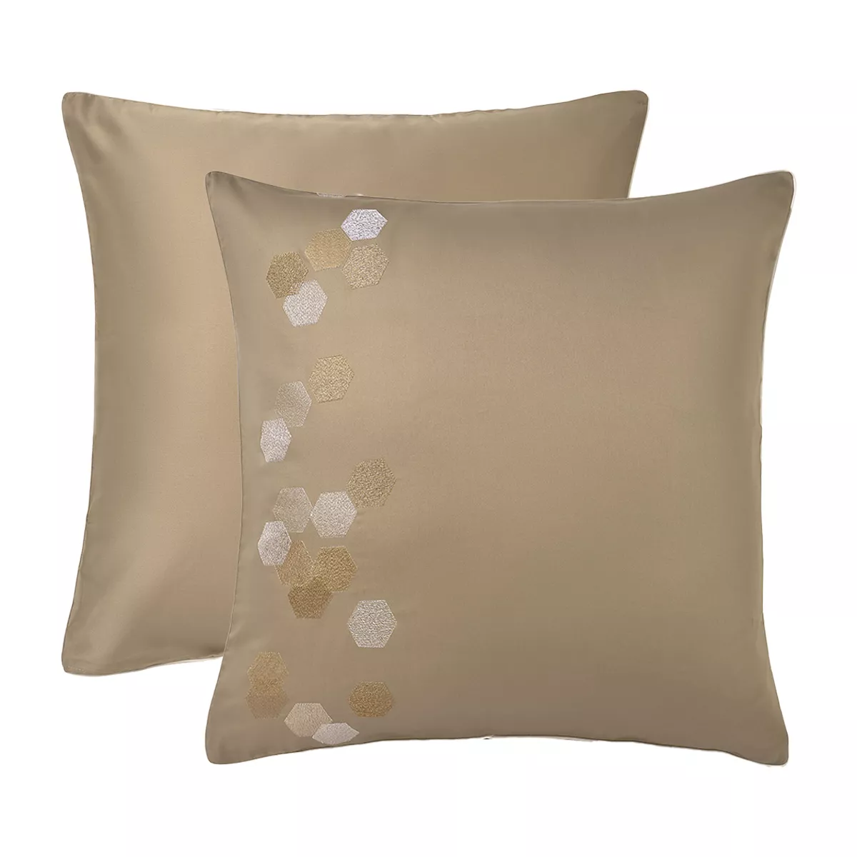 garnier thiebaut Taie d'oreiller satin de coton 120 fils/cm² coloris beige angora Hexagones angora