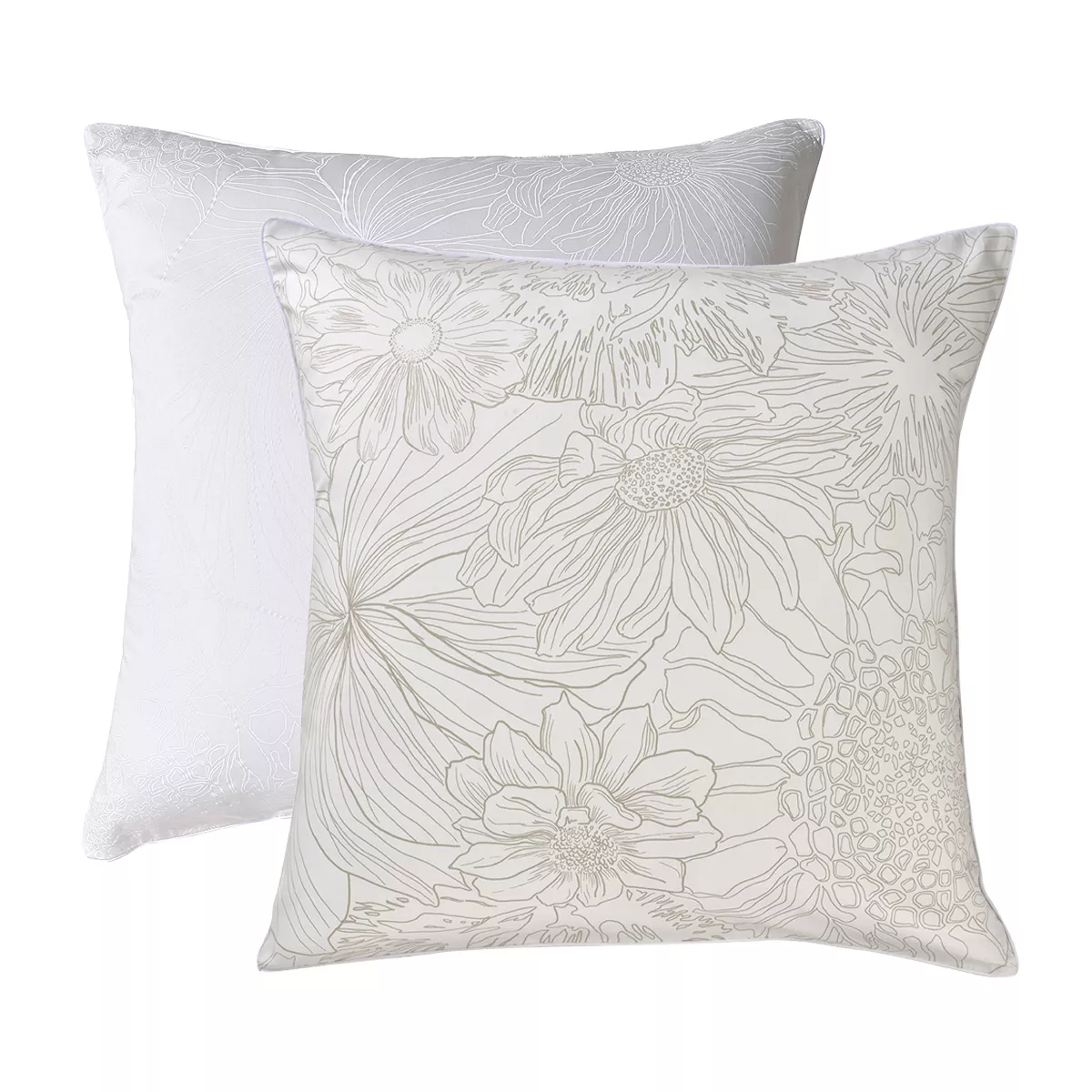 Garnier Thiebaut Taie D'oreiller Satin De Coton 120 Fils/cm² Coloris Blanc White Flower Power White