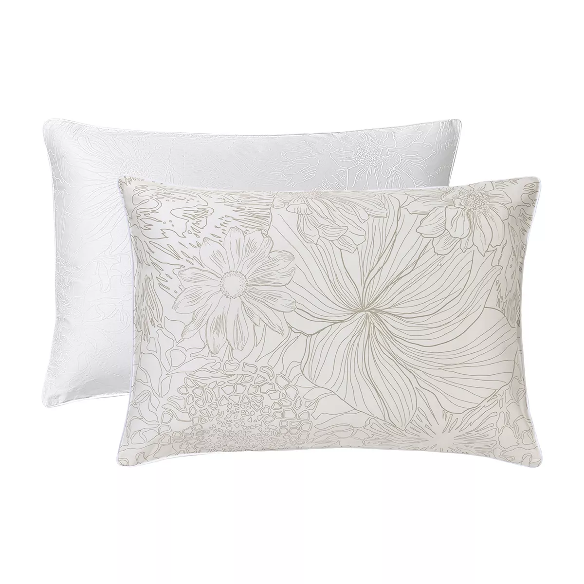 Garnier Thiebaut Taie D'oreiller Satin De Coton 120 Fils/cm² Coloris Blanc White Flower Power White