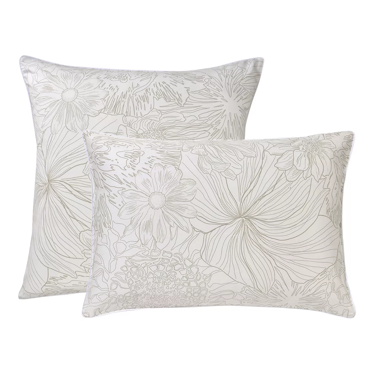 garnier thiebaut Taie d'oreiller satin de coton 120 fils/cm² coloris blanc white Flower power white