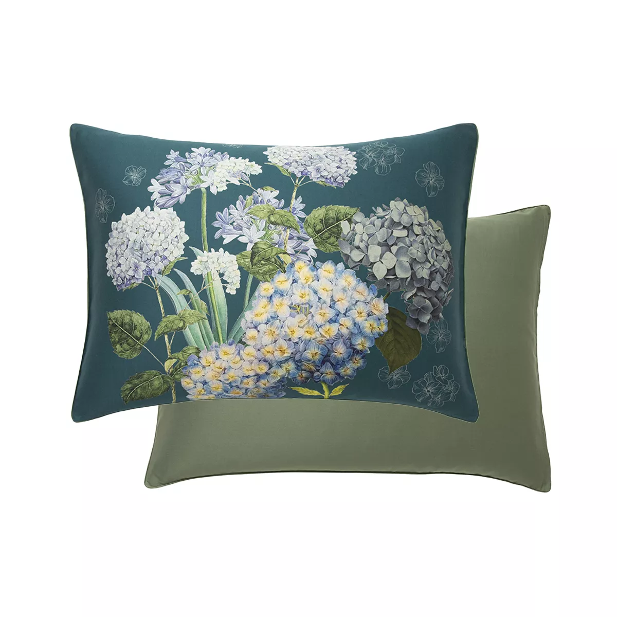 Garnier Thiebaut Taie D'oreiller Satin De Coton 120 Fils/cm² Coloris Bleu Canard Maelys Satin Canard