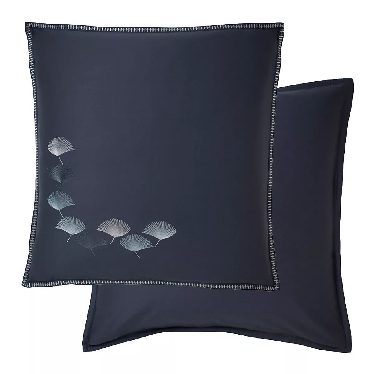 Garnier Thiebaut Taie D'oreiller Satin De Coton 120 Fils/cm² Coloris Bleu Bleu Nuit Pistil Bleu Nuit