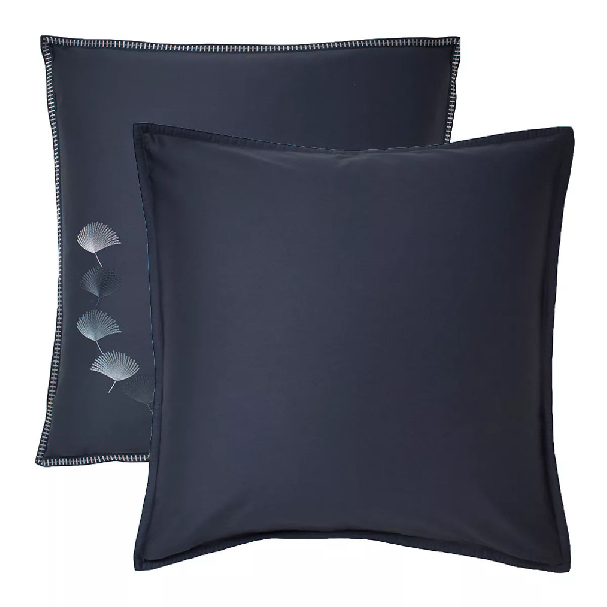 Garnier Thiebaut Taie D'oreiller Satin De Coton 120 Fils/cm² Coloris Bleu Bleu Nuit Pistil Bleu Nuit