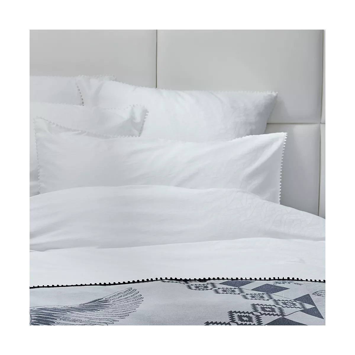 Garnier Thiebaut Taie D'oreiller Satin De Coton Coloris Blanc Blanc Alula Blanc