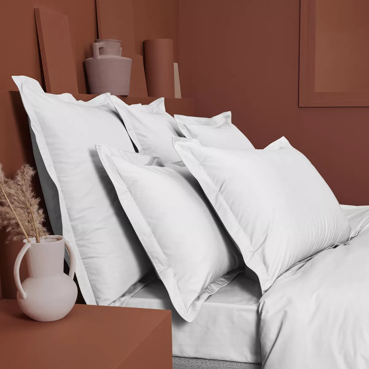 Garnier Thiebaut Taie De Traversin Percale De Coton 90 Fils/cm² Coloris Blanc Blanc Olana Blanc