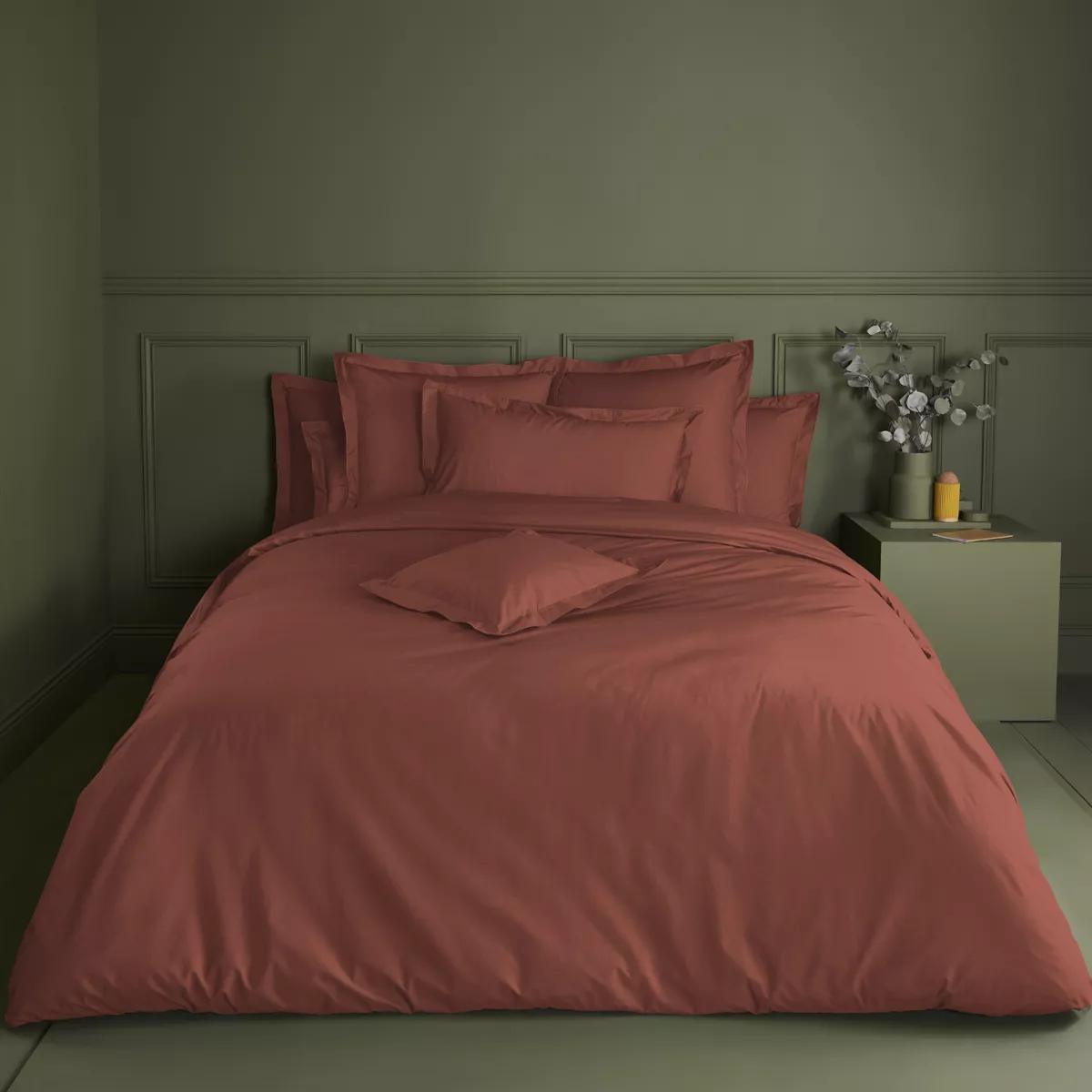 Garnier Thiebaut Taie De Traversin Percale De Coton 90 Fils/cm² Coloris Orange Rouille Olana Rouille