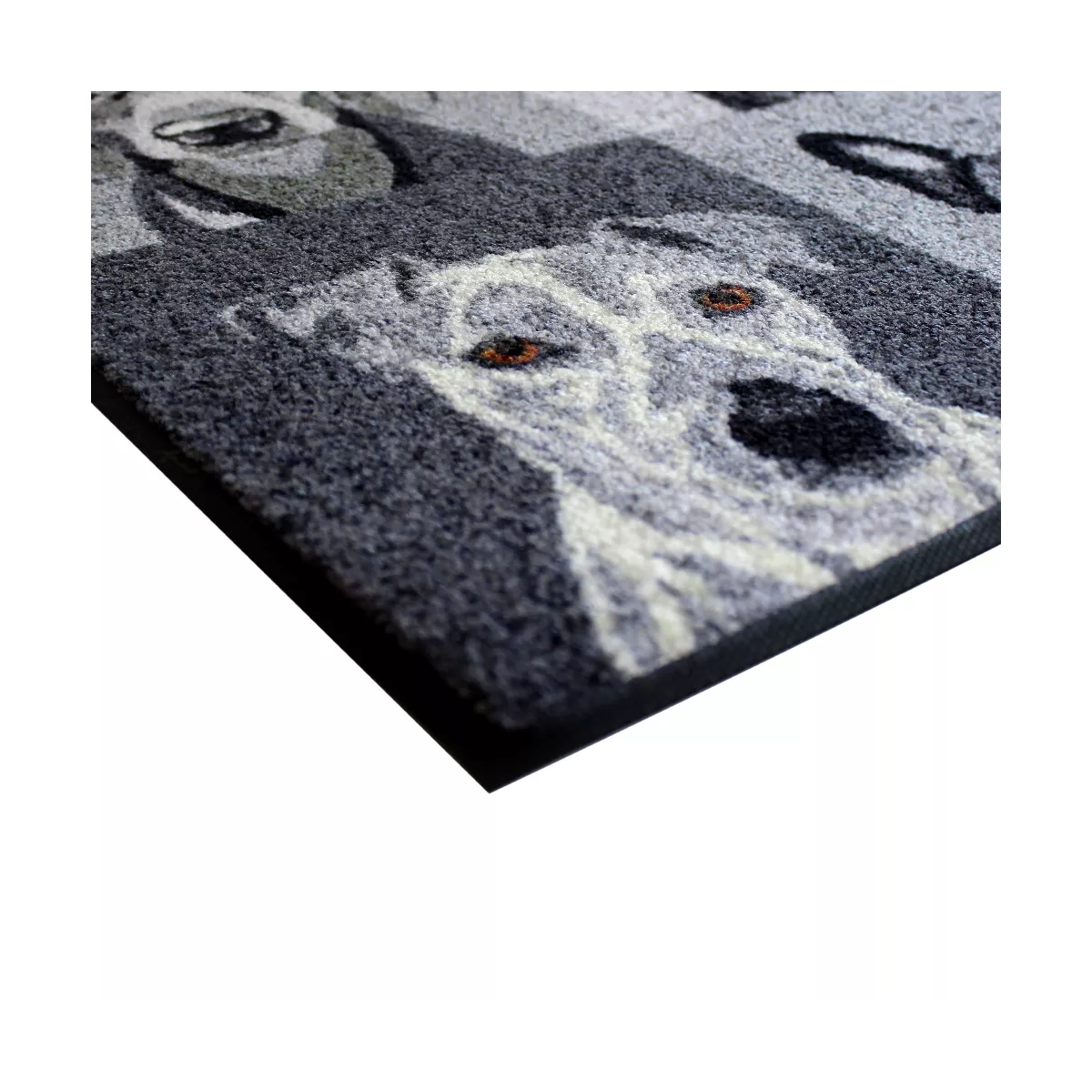 Garnier Thiebaut Tapis Decor Caoutchouc & Nylon Coloris Blanc Noir Et Blanc Portraits De Chiens Noir Et Blanc