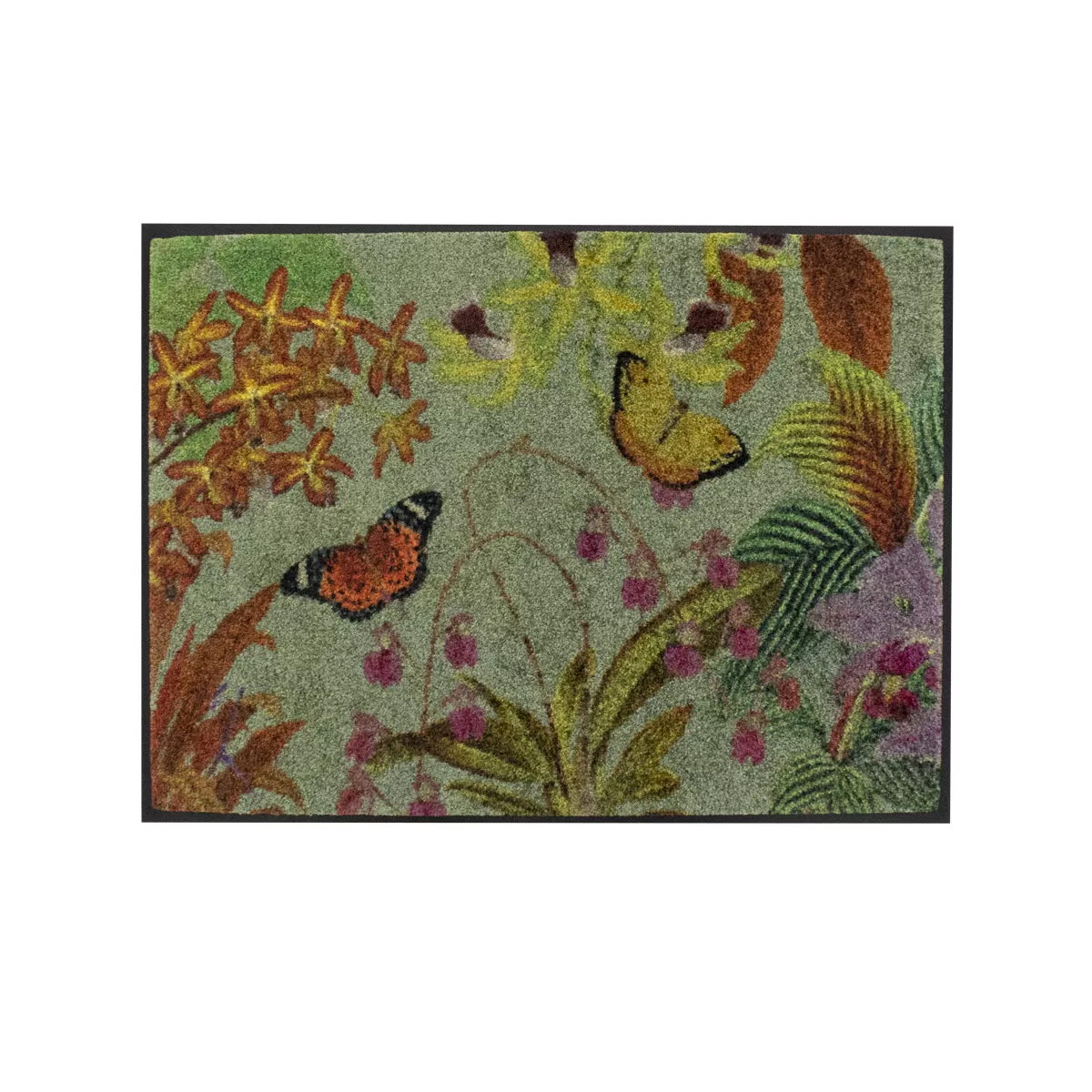garnier thiebaut Tapis decor caoutchouc & nylon coloris gris gris Orchidees gris