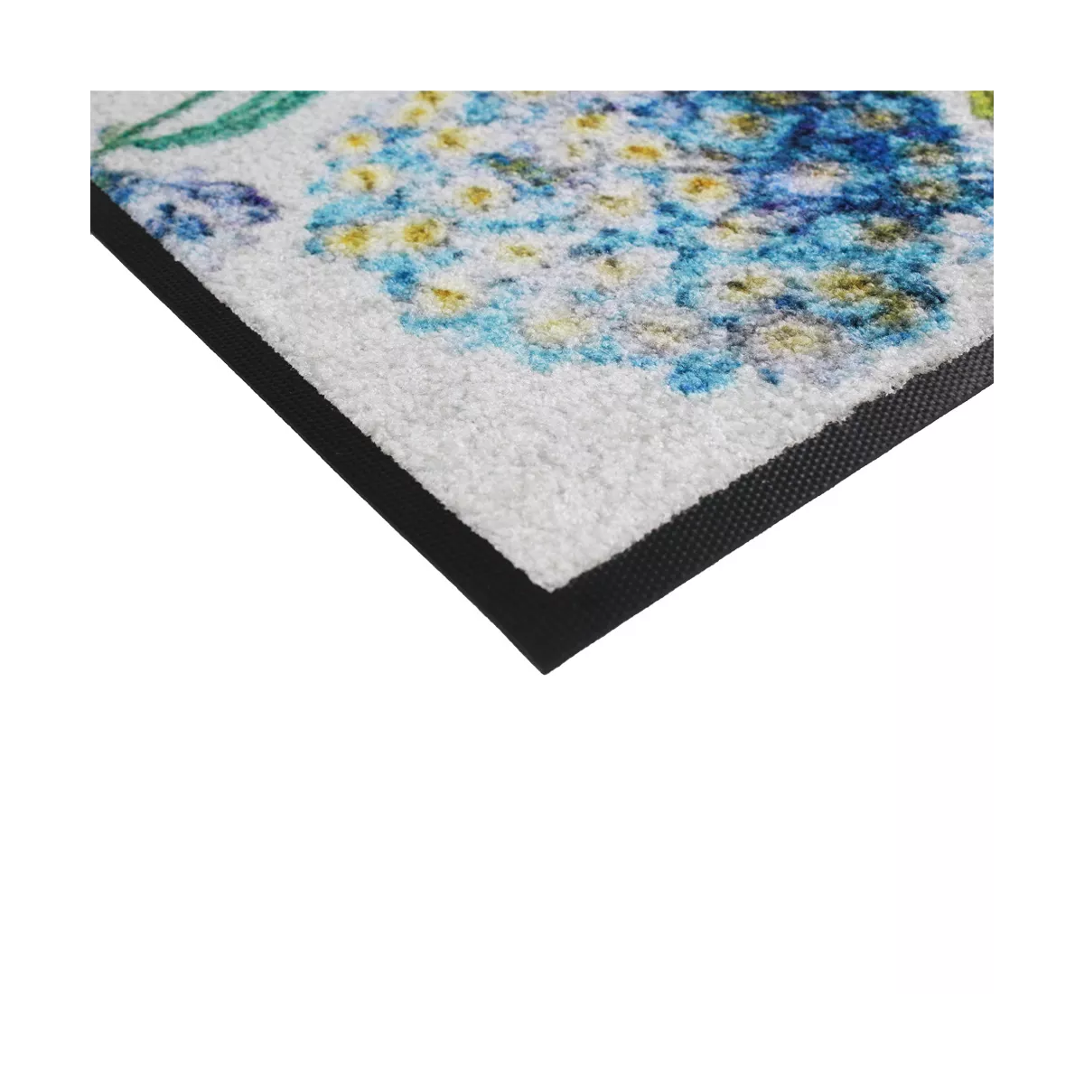 Garnier Thiebaut Tapis Decor Caoutchouc & Nylon Coloris Multicolore Bleu Hortensias Bleu