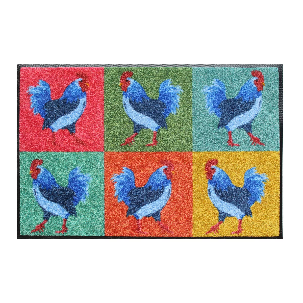 garnier thiebaut Tapis decor caoutchouc & nylon coloris multicolore multicolore Coqs pop art multicolore
