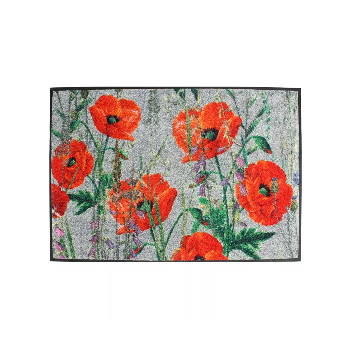 garnier thiebaut Tapis decor caoutchouc & nylon coloris multicolore rouge Coquelicots rouge