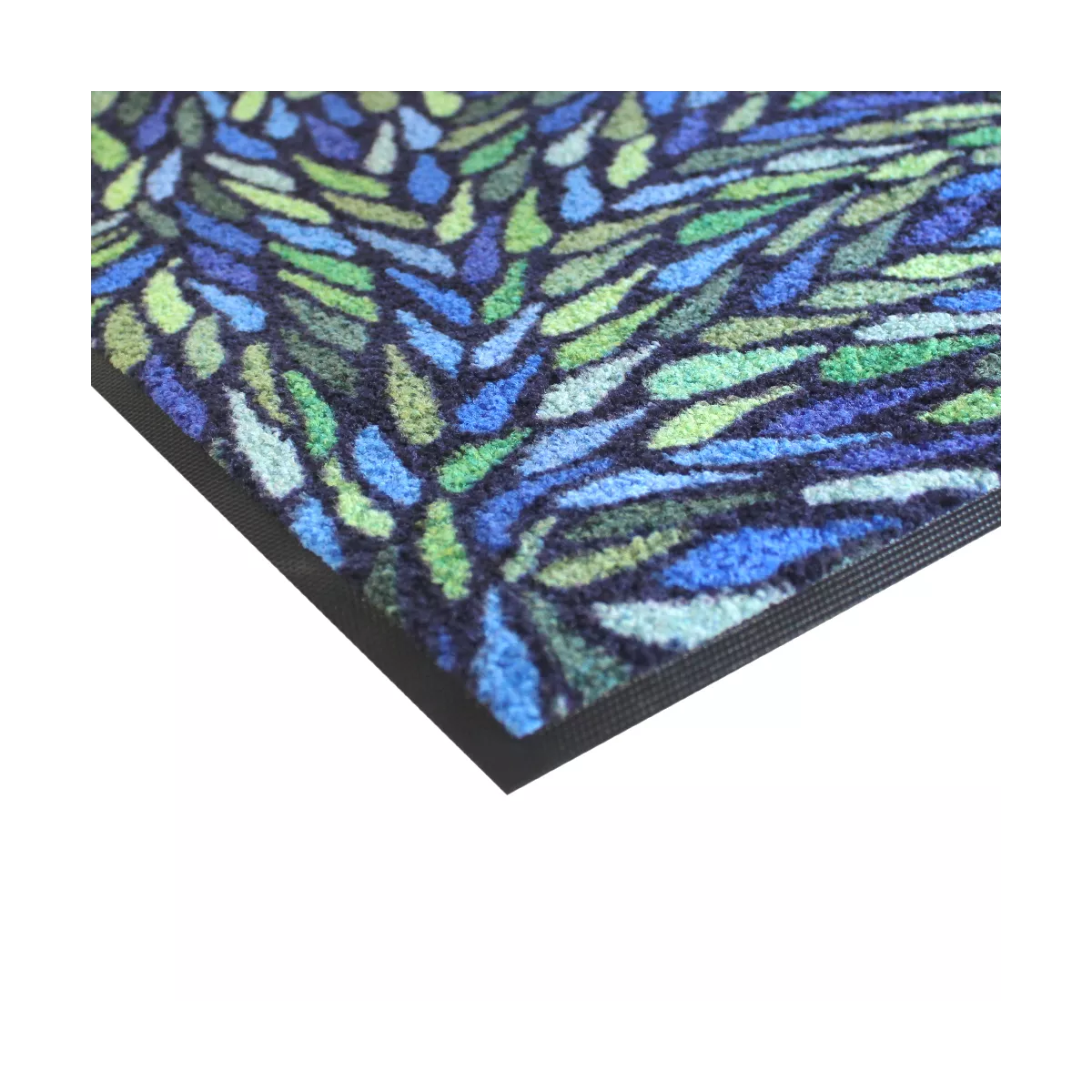 Garnier Thiebaut Tapis Decor Caoutchouc & Nylon Coloris Vert Bleu Gouttes Bleu