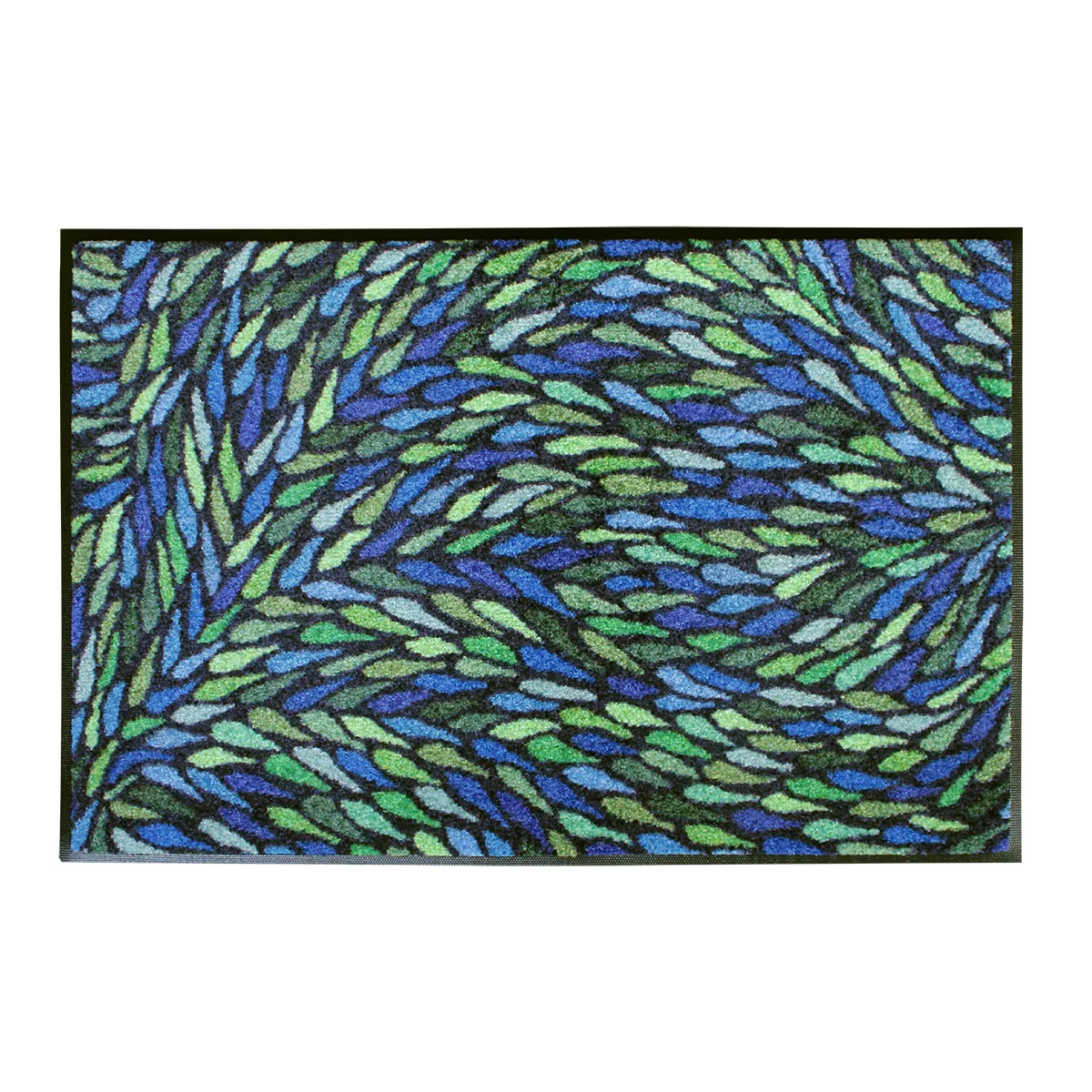 Garnier Thiebaut Tapis Decor Caoutchouc & Nylon Coloris Vert Bleu Gouttes Bleu