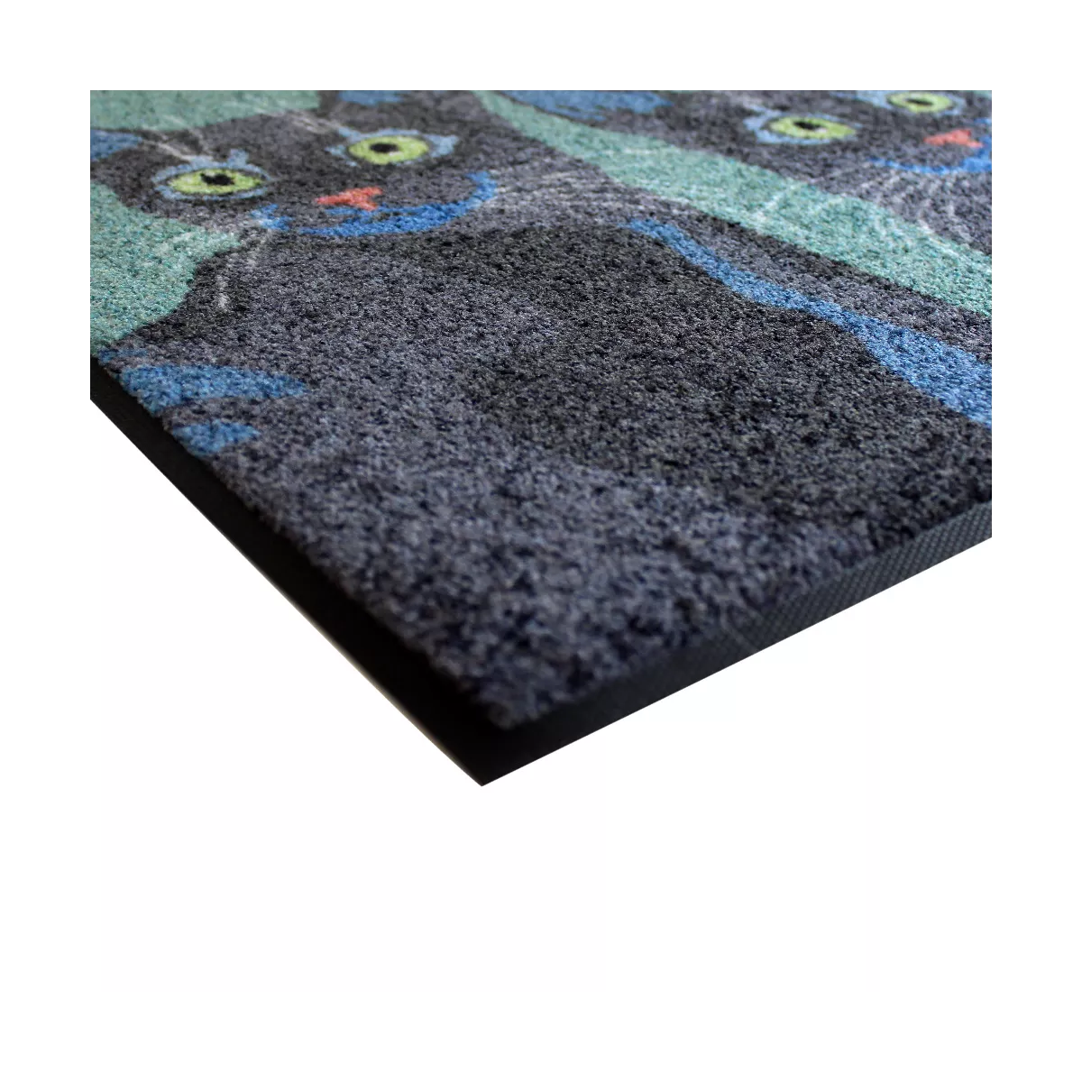 Garnier Thiebaut Tapis Decor Caoutchouc & Nylon Coloris Vert Canard Trois Chats Canard