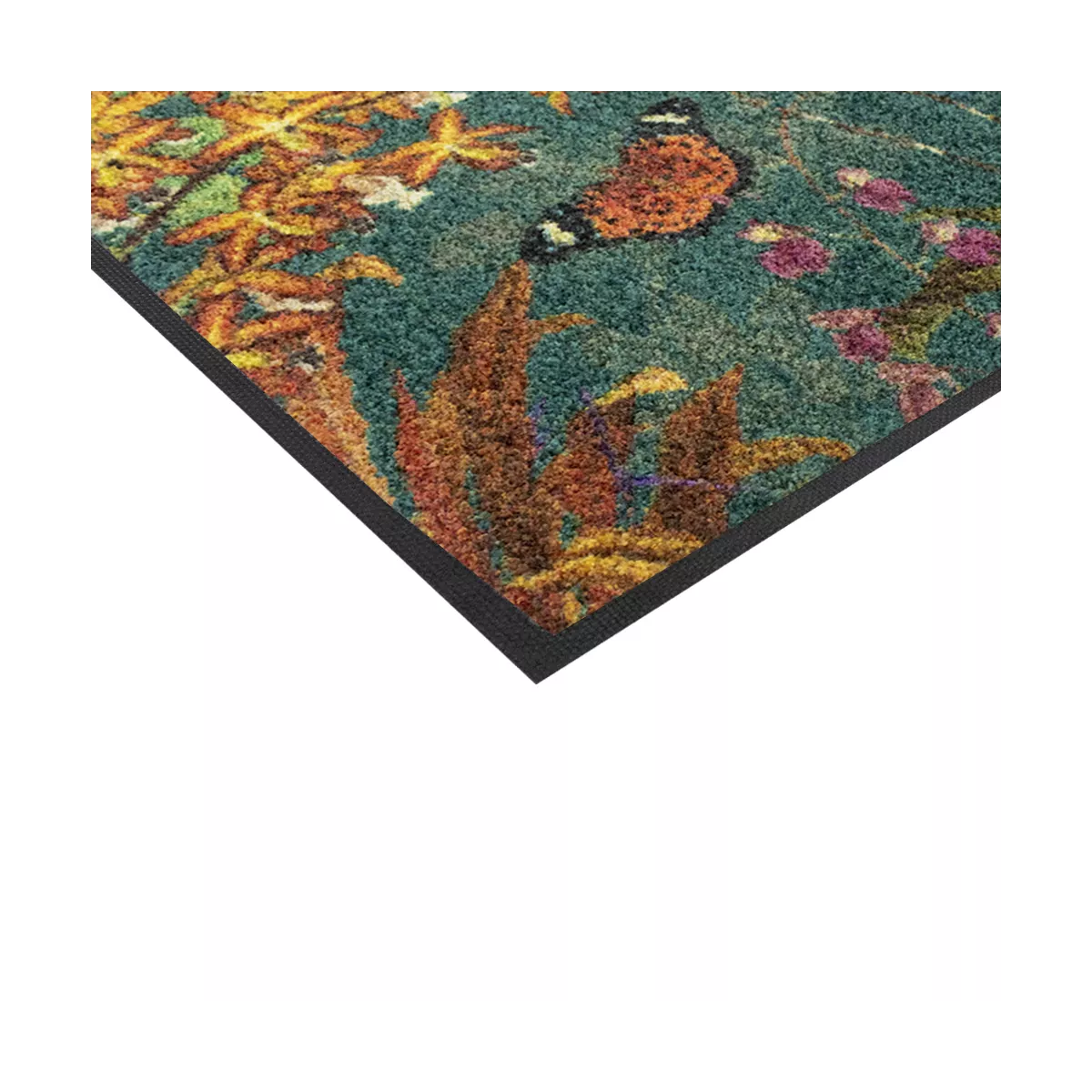Garnier Thiebaut Tapis Decor Caoutchouc & Nylon Coloris Vert Vert Orchidees Vert