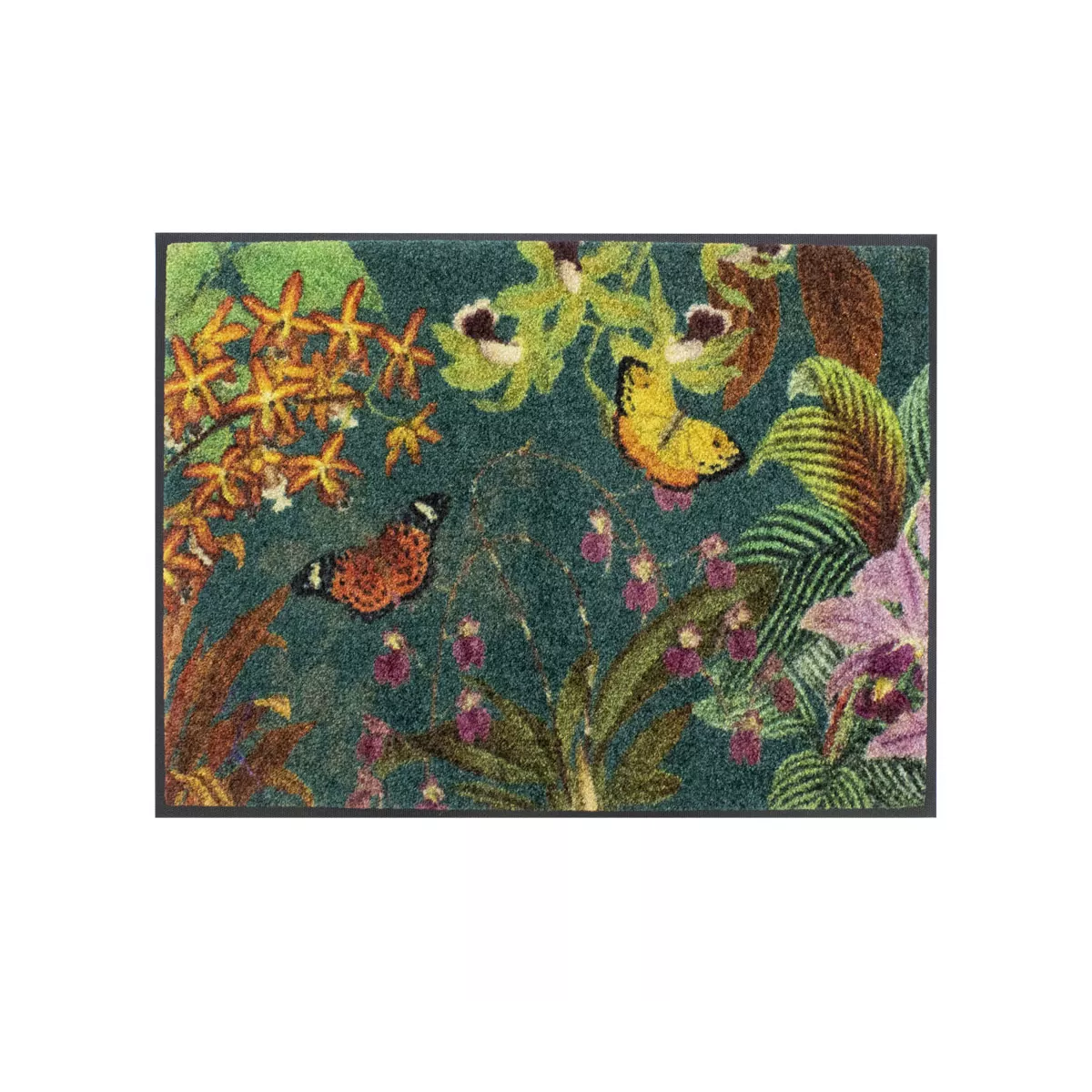 garnier thiebaut Tapis decor caoutchouc & nylon coloris vert vert Orchidees vert