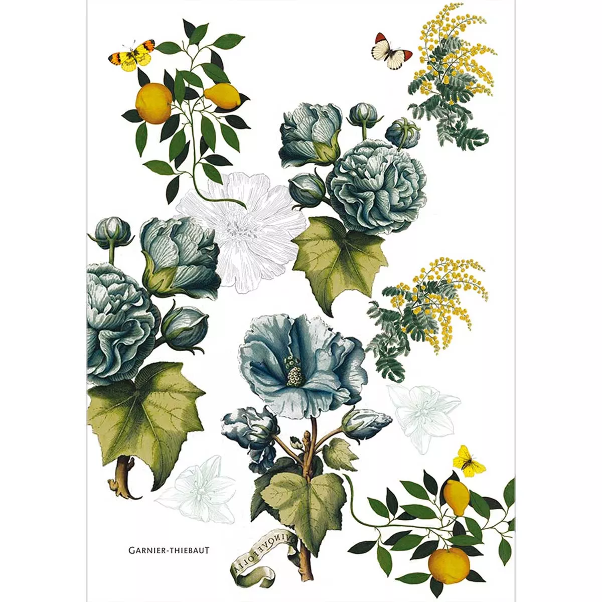 Garnier Thiebaut Torchon Métis Lin & Coton Lavé Coloris Multicolore Bleu Giardino Bleu