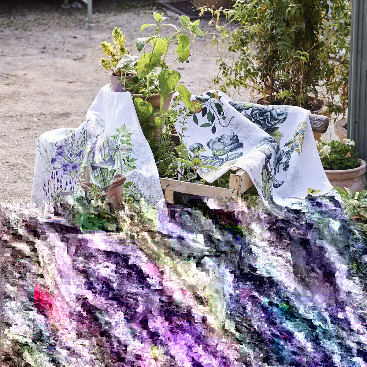 Garnier Thiebaut Torchon Métis Lin & Coton Lavé Coloris Multicolore Provence Jardin Aromatique Provence