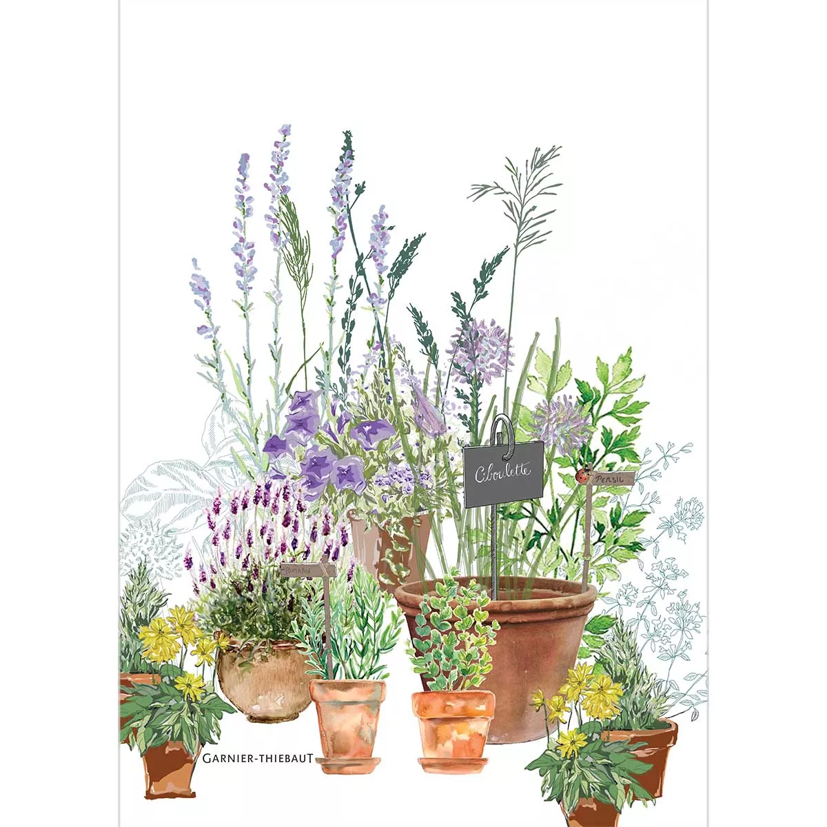 Garnier Thiebaut Torchon Métis Lin & Coton Lavé Coloris Multicolore Provence Jardin Aromatique Provence