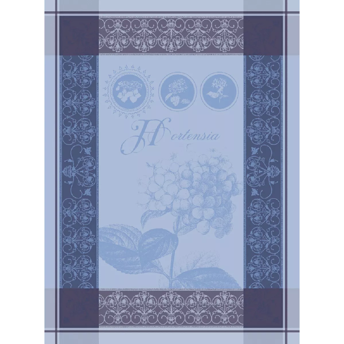 garnier thiebaut Torchon pur coton coloris bleu bleu Hortensia bleu