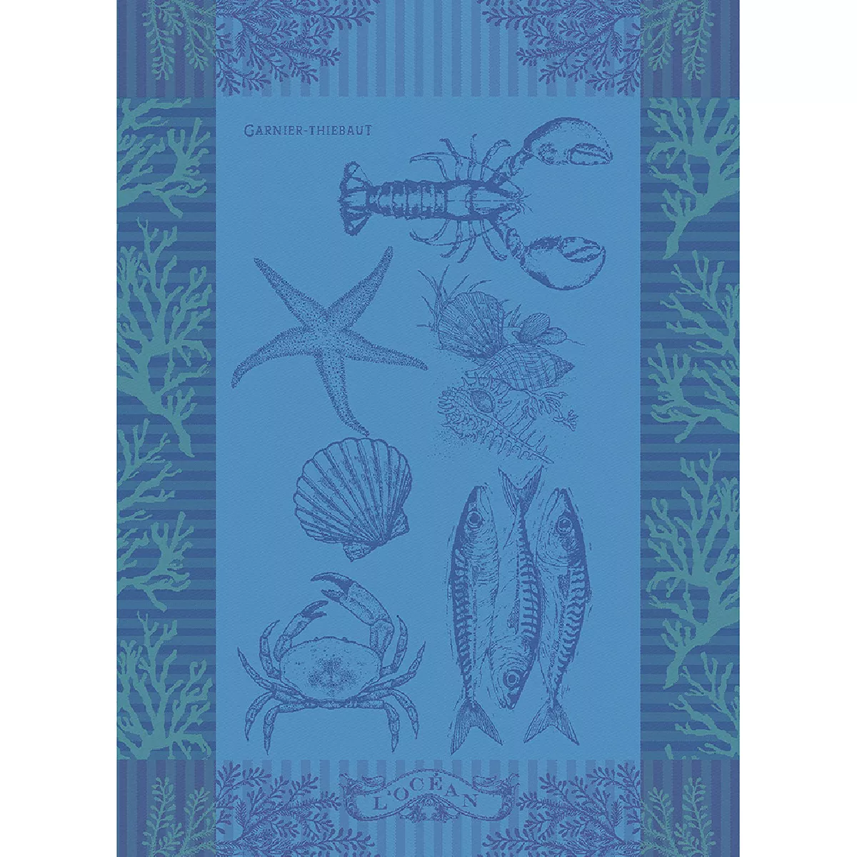 garnier thiebaut Torchon pur coton coloris bleu bleu L'ocean bleu