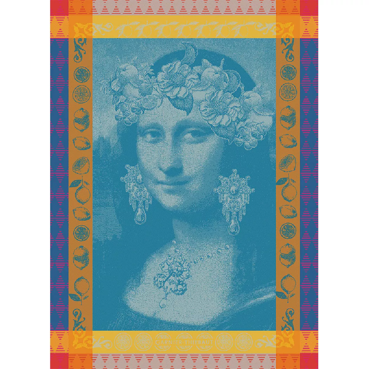 garnier thiebaut Torchon pur coton coloris bleu bleu Mona lisa bleu
