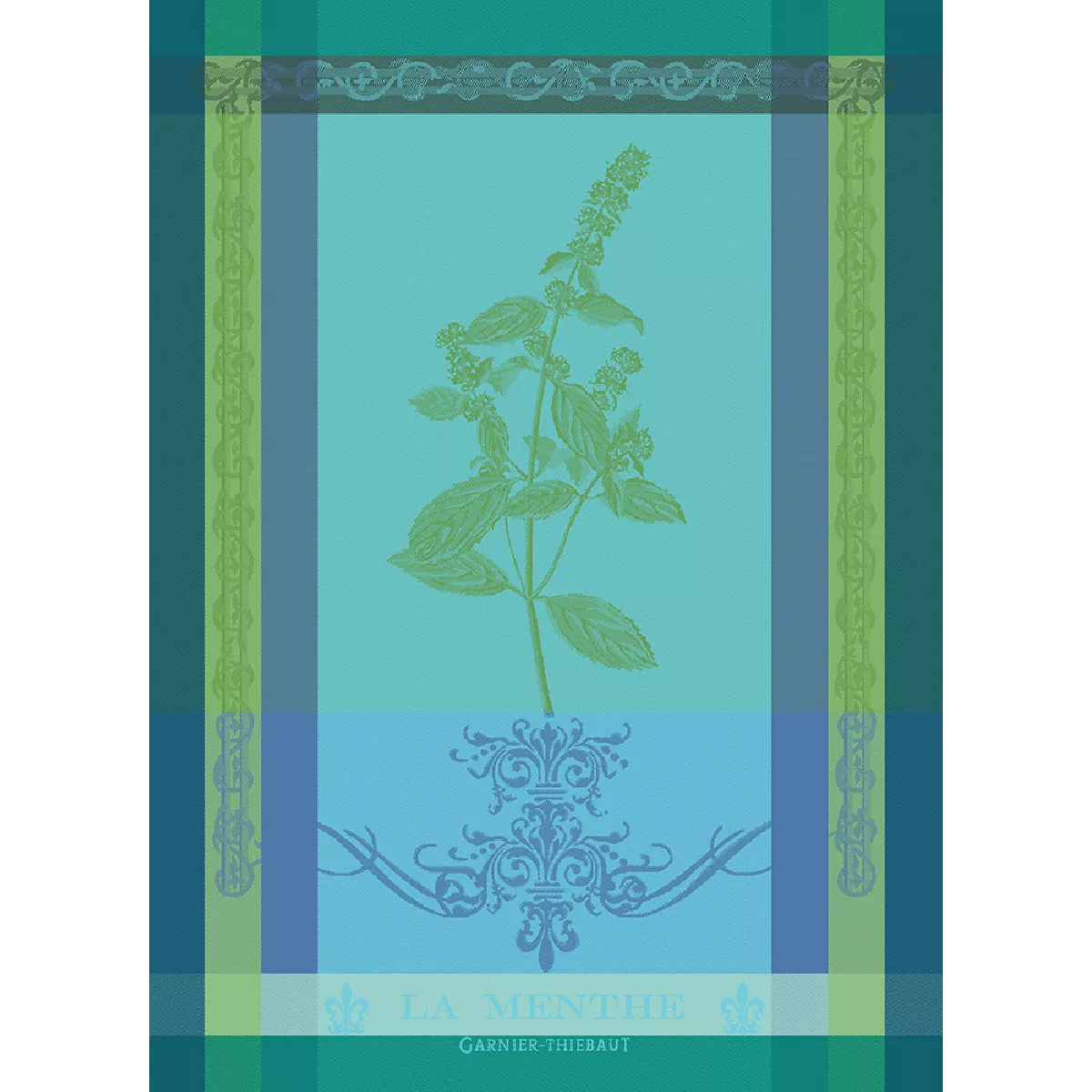 garnier thiebaut Torchon pur coton coloris bleu chlorophylle Brin de menthe chlorophylle