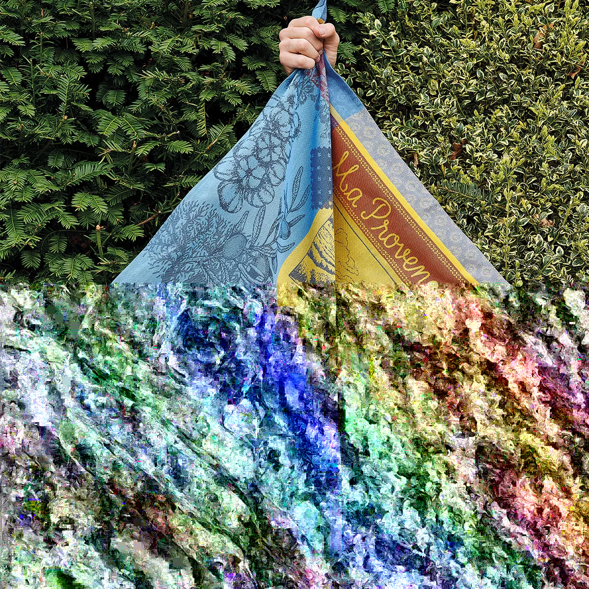 Garnier Thiebaut Torchon Pur Coton Coloris Bleu Curry Ma Provence Curry