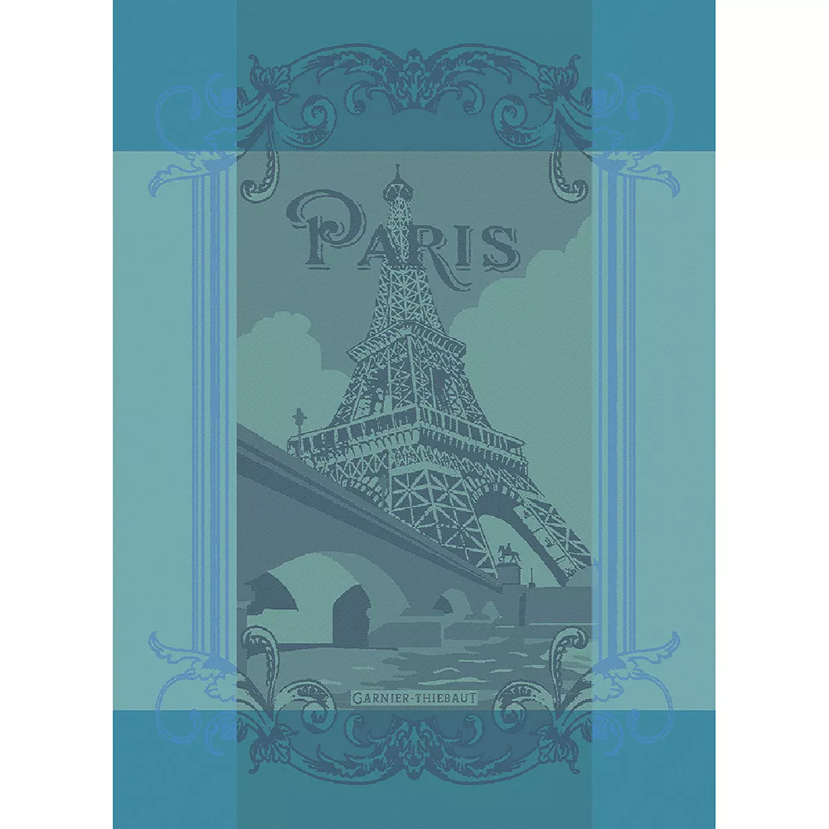 garnier thiebaut Torchon pur coton coloris bleu turquoise Paris seine turquoise