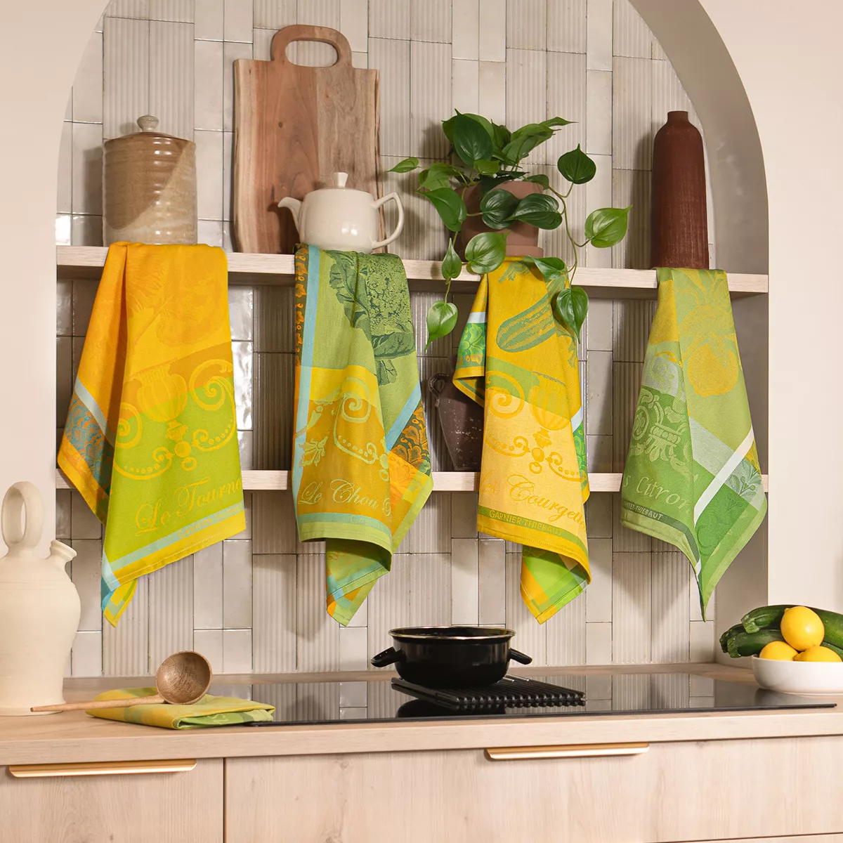 Garnier Thiebaut Torchon Pur Coton Coloris Jaune Jonquille Les Courgettes Jonquille