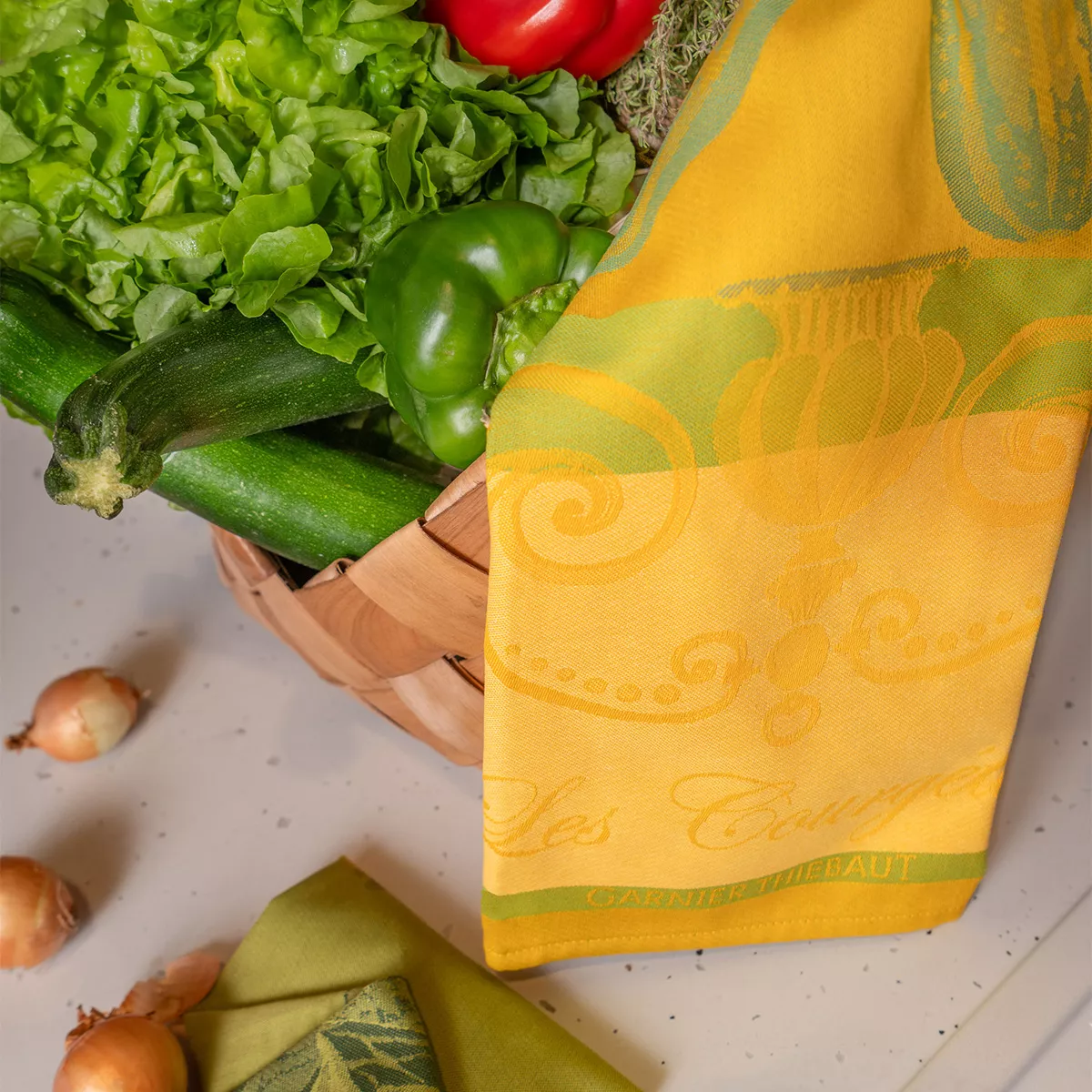 Garnier Thiebaut Torchon Pur Coton Coloris Jaune Jonquille Les Courgettes Jonquille