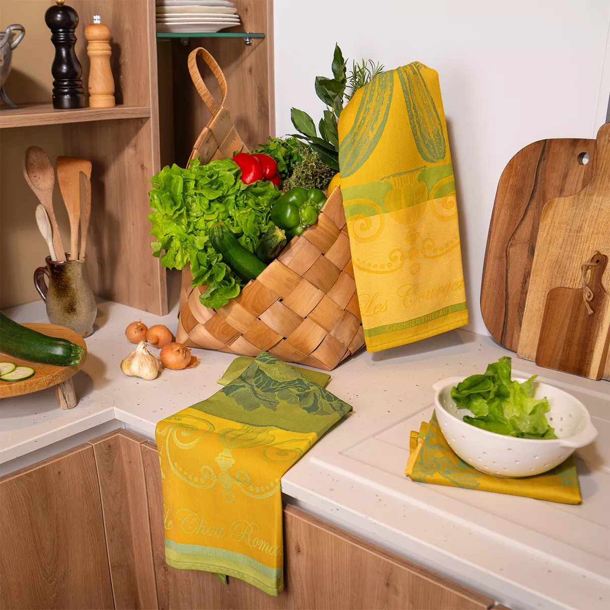 Garnier Thiebaut Torchon Pur Coton Coloris Jaune Vert Le Chou Romanesco Vert