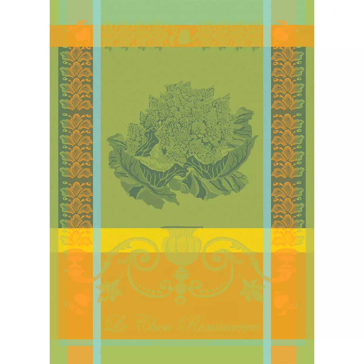 garnier thiebaut Torchon pur coton coloris jaune vert Le chou romanesco vert