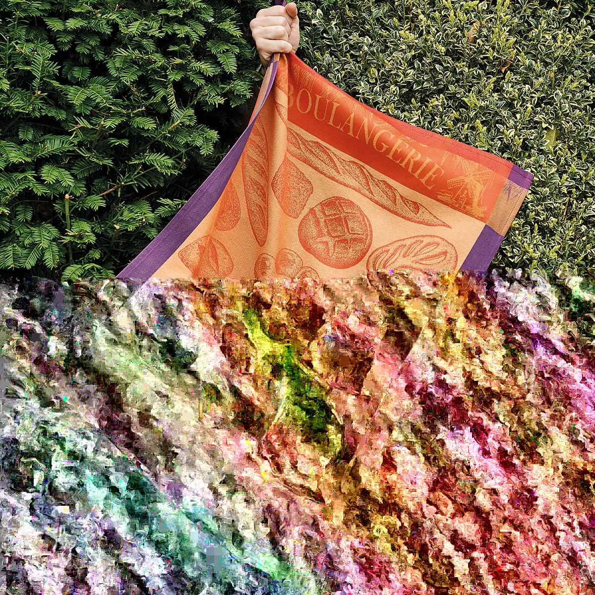 Garnier Thiebaut Torchon Pur Coton Coloris Orange Ambre Boulangerie Moulin Ambre