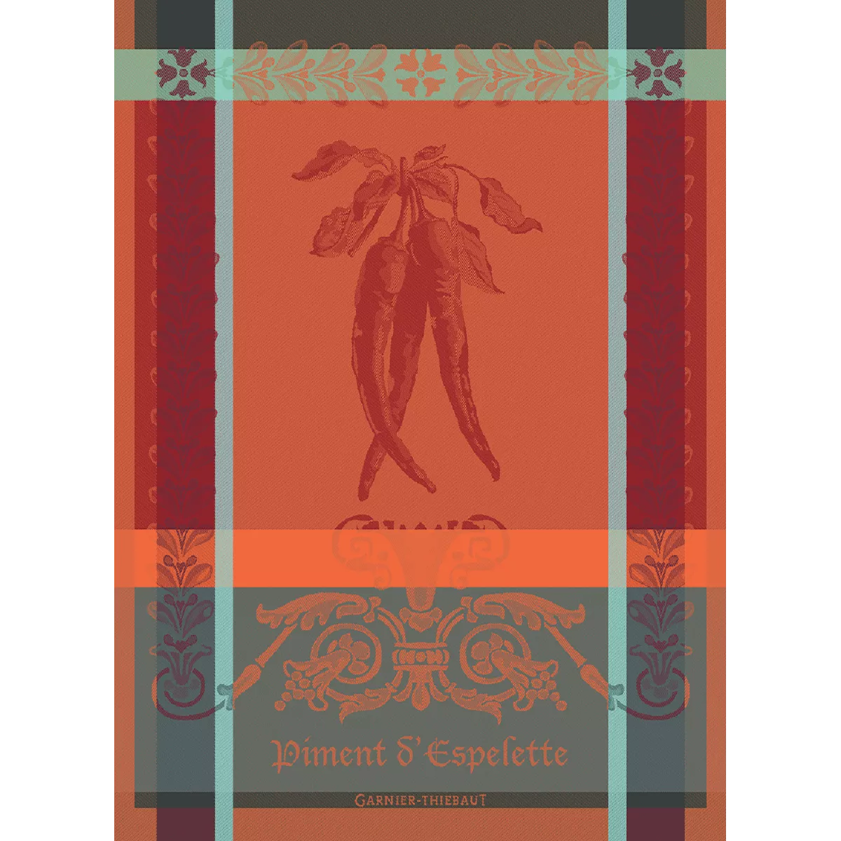 garnier thiebaut Torchon pur coton coloris orange epices Piment d'espelette epices
