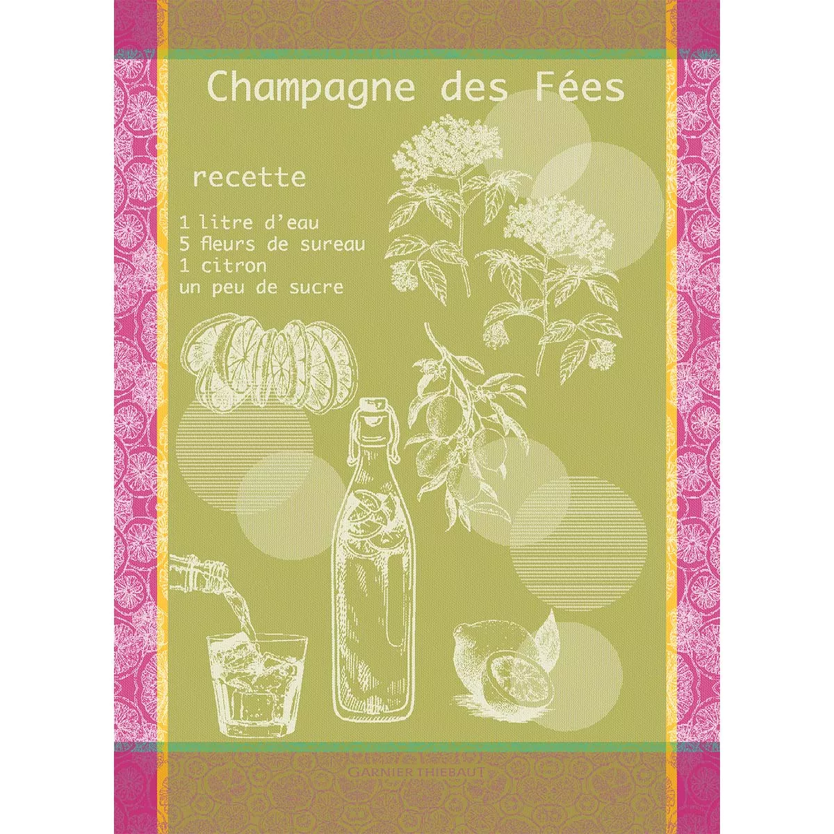 garnier thiebaut Torchon pur coton coloris rose mousse Champagne des fees mousse