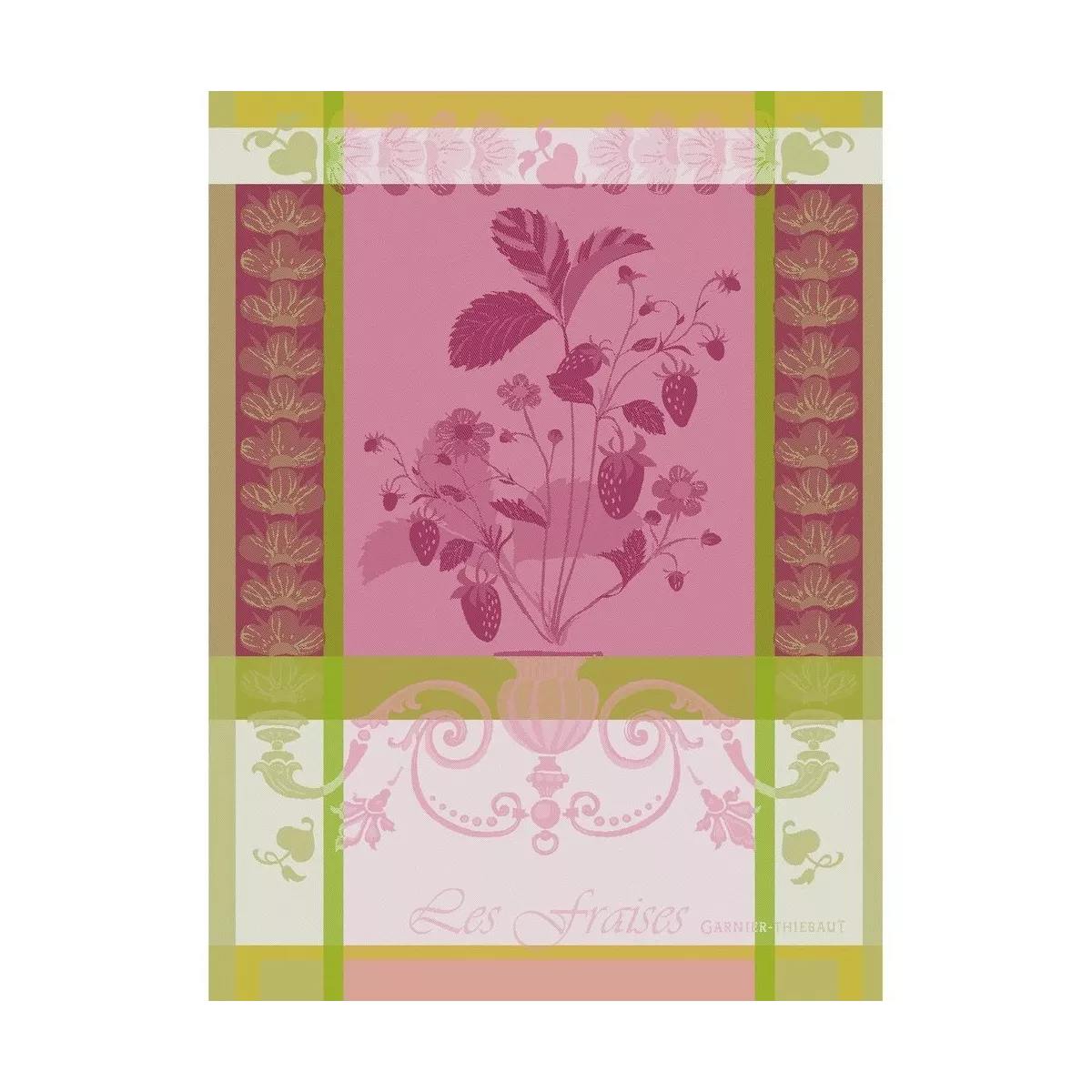 garnier thiebaut Torchon pur coton coloris rose rose Fraisier rose