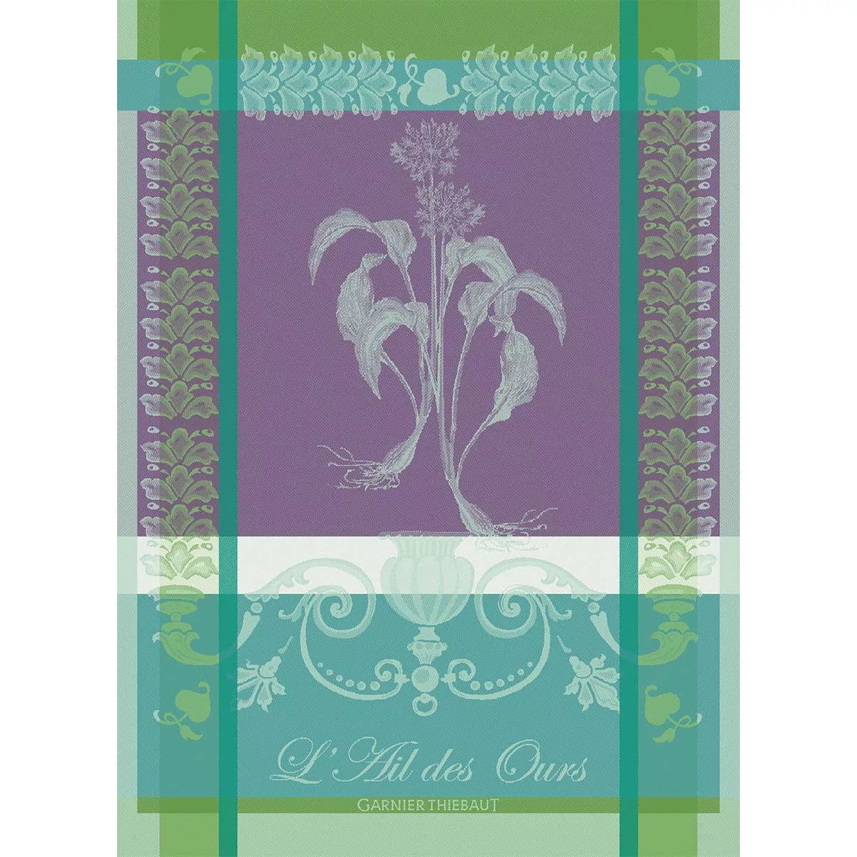 garnier thiebaut Torchon pur coton coloris vert emeraude Ail des ours emeraude